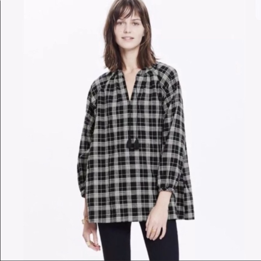 MADEWELL Camelia cotton linen blouse, tassels, S